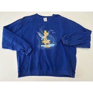 VTG Y2K Tinker Bell Disney Magic Blue Sweater Graphic Size XL